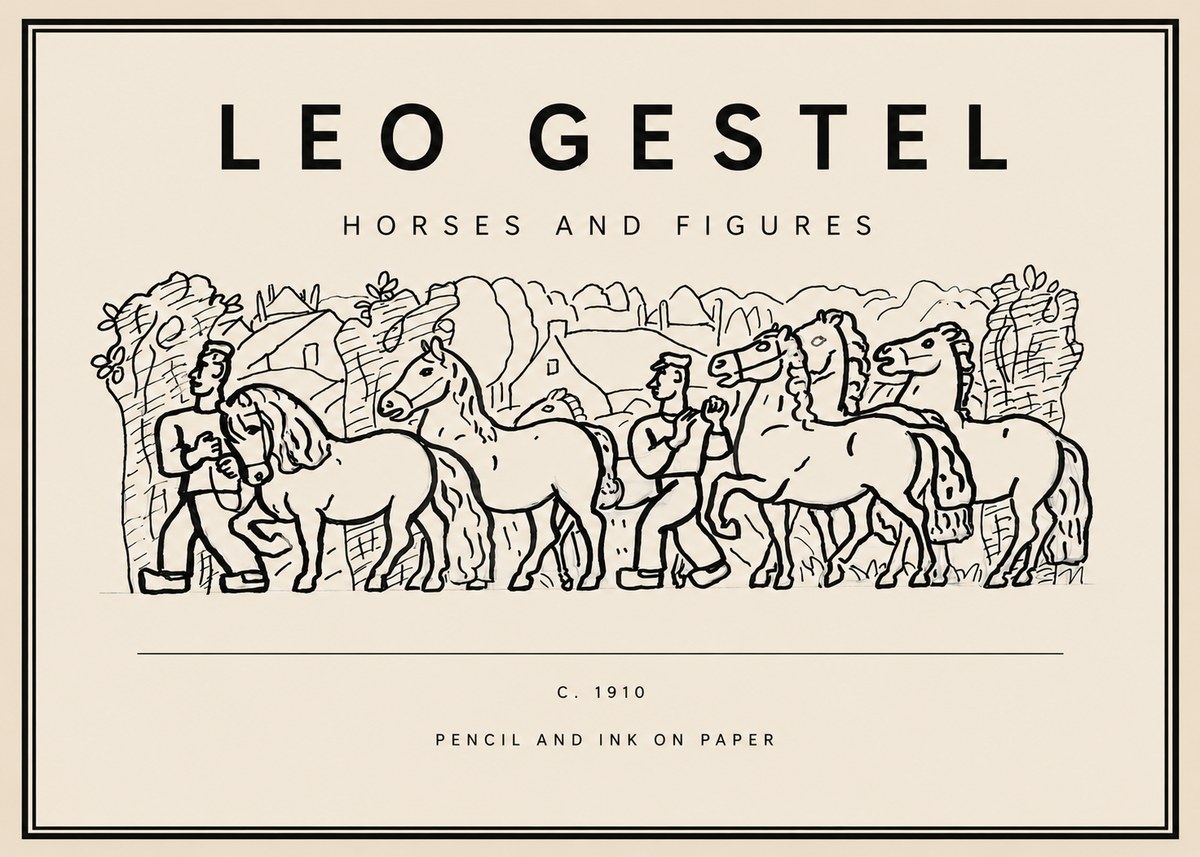 Leo Gestel Horses and Figures No3 - Poster