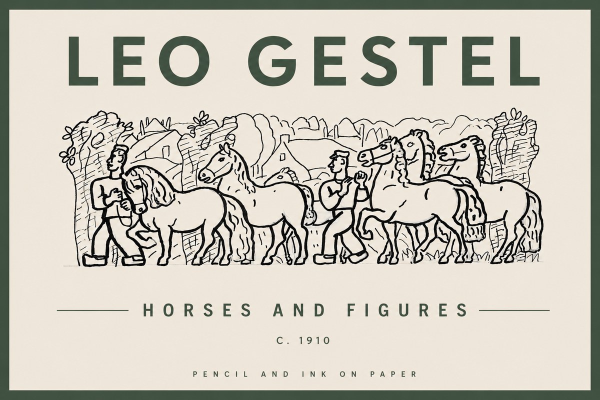 Leo Gestel Horses and Figures No4 - Poster