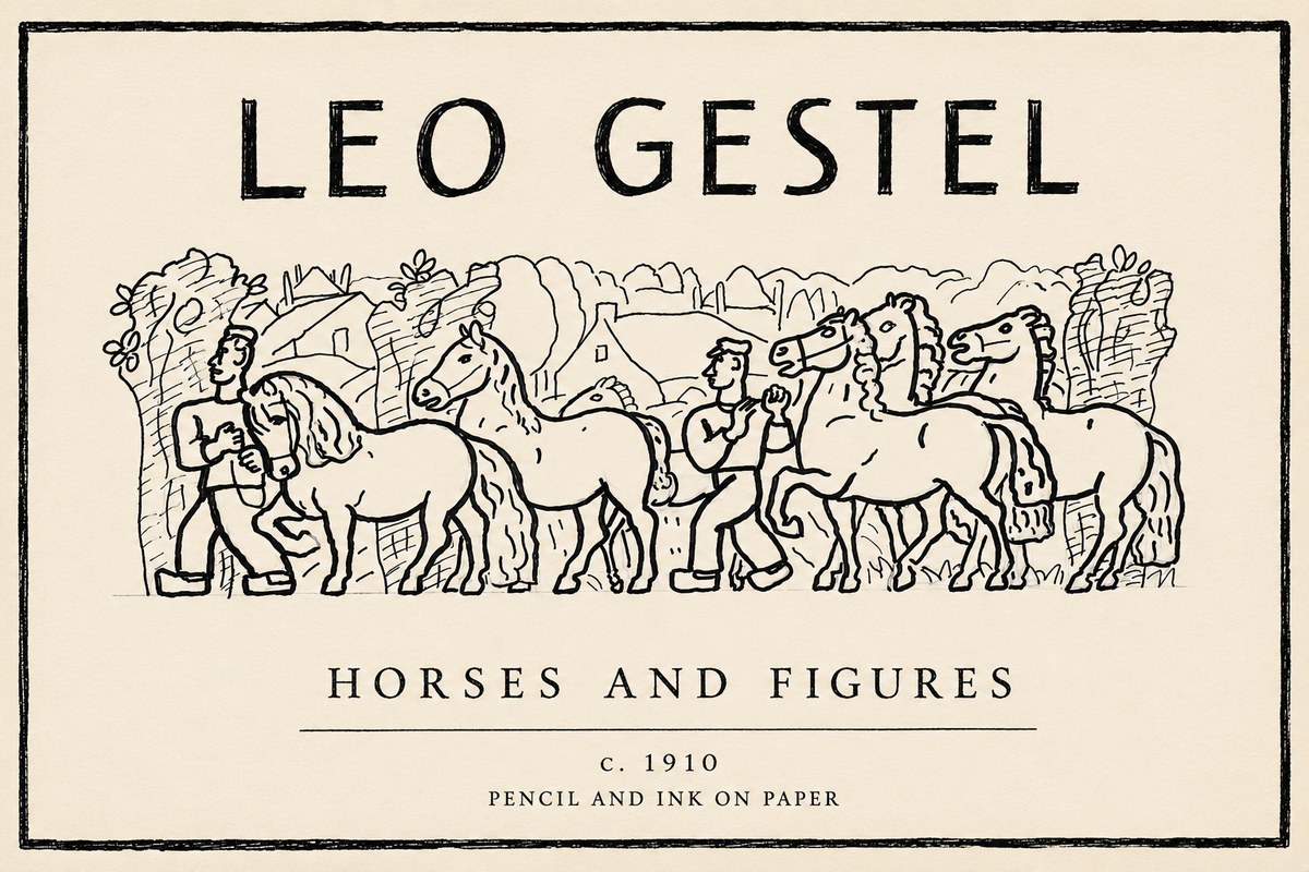 Leo Gestel Horses and Figures No6 - Poster