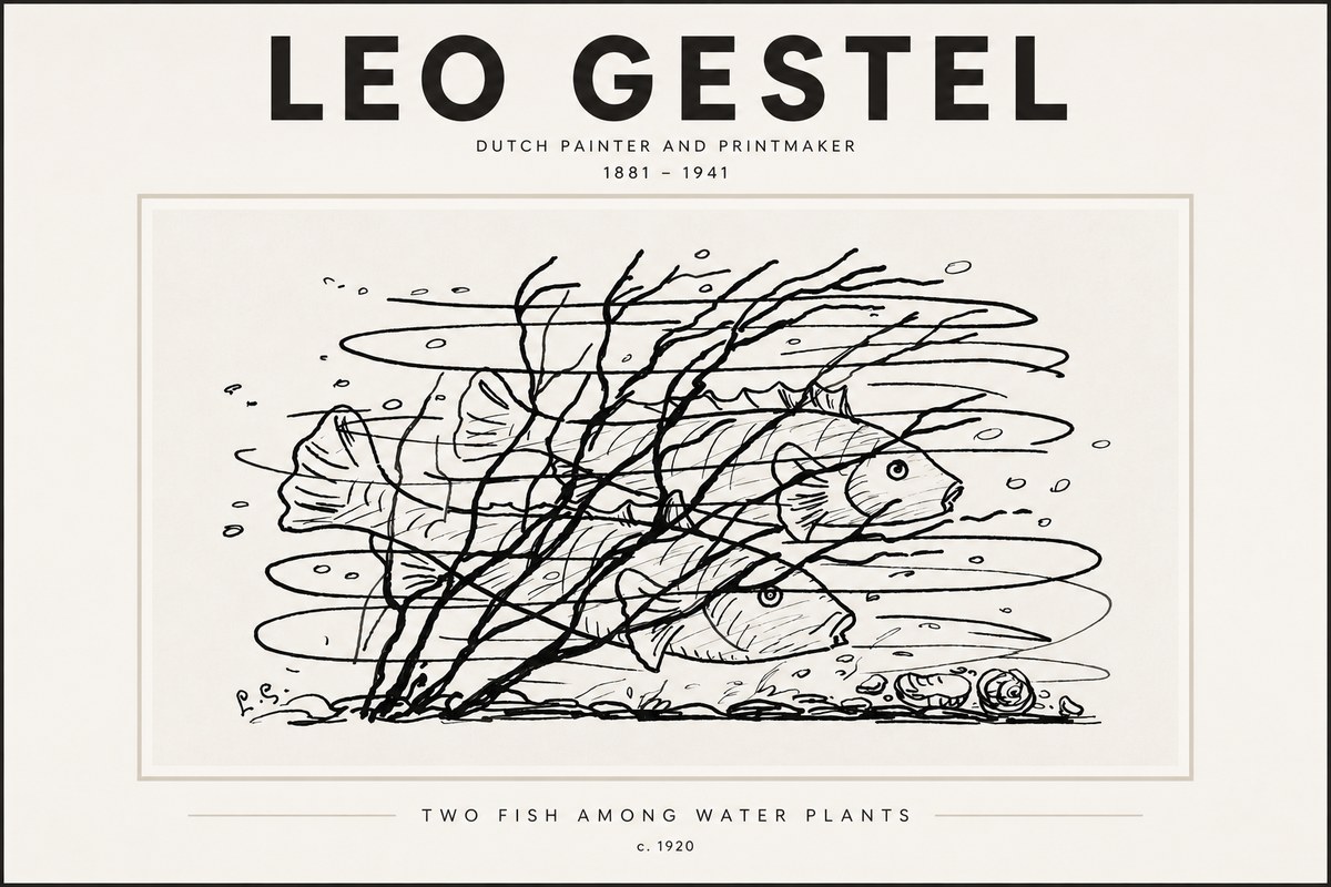 Leo Gestel Two Fish Among Water Plants No3 - Poster