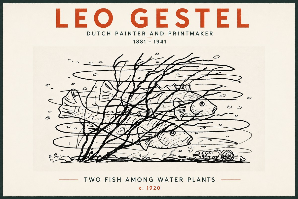 Leo Gestel Two Fish Among Water Plants No5 - Poster