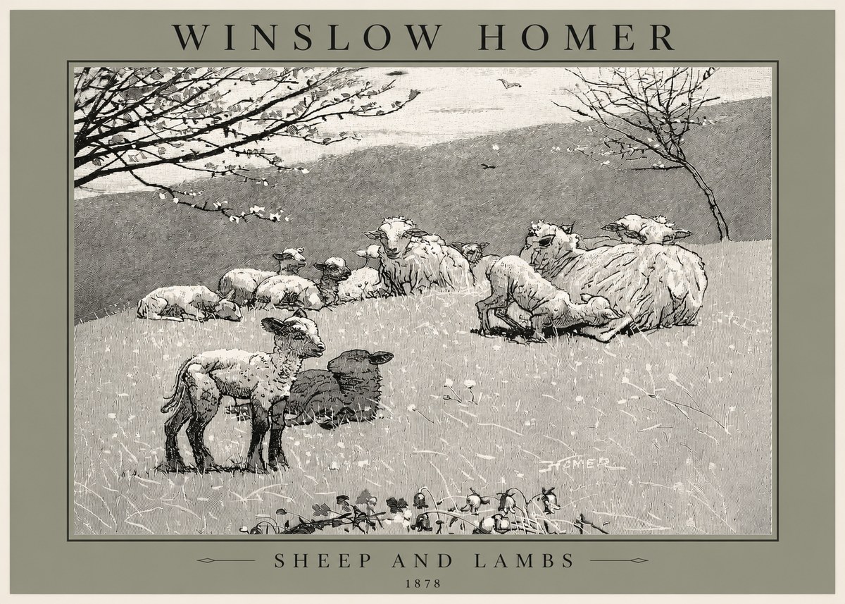 Winslow Homer Sheep and Lambs No2 - Poster