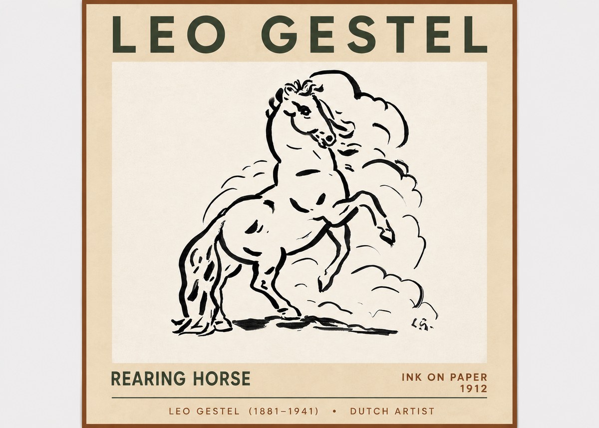 Leo Gestel Rearing Horse No6 - Poster