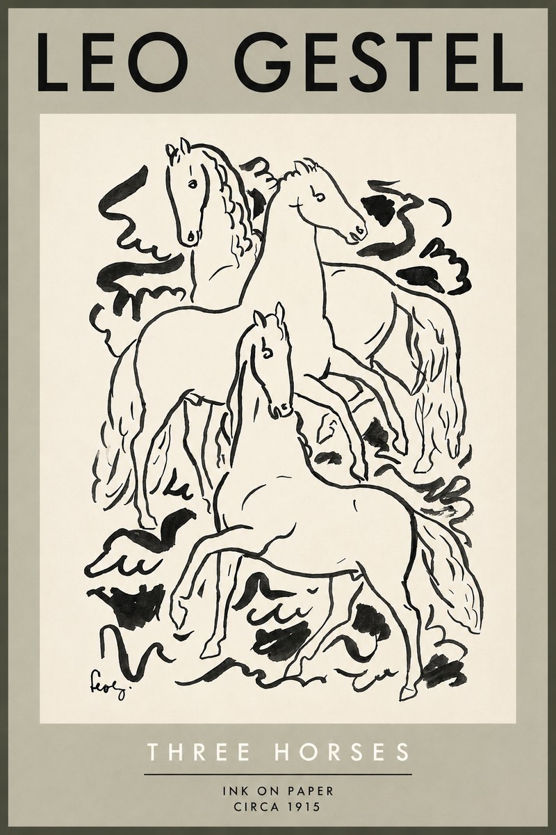 Leo Gestel Three Horses No5 - Poster