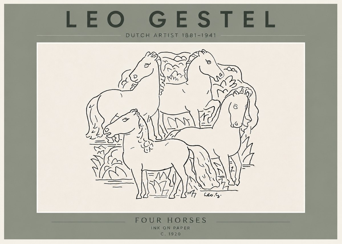 Leo Gestel Four Horses No6 - Poster