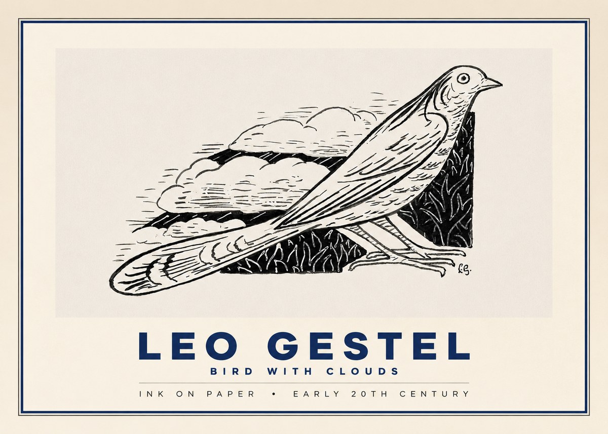 Leo Gestel Bird with Clouds No2 - Poster