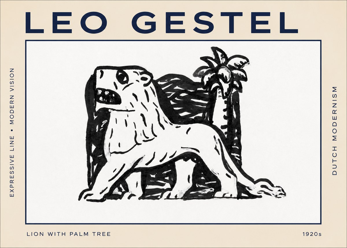 Leo Gestel Lion with Palm Tree No2 - Poster