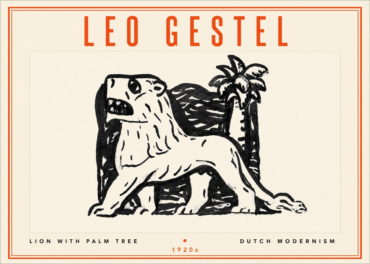 Leo Gestel Lion with Palm Tree No4 - Poster