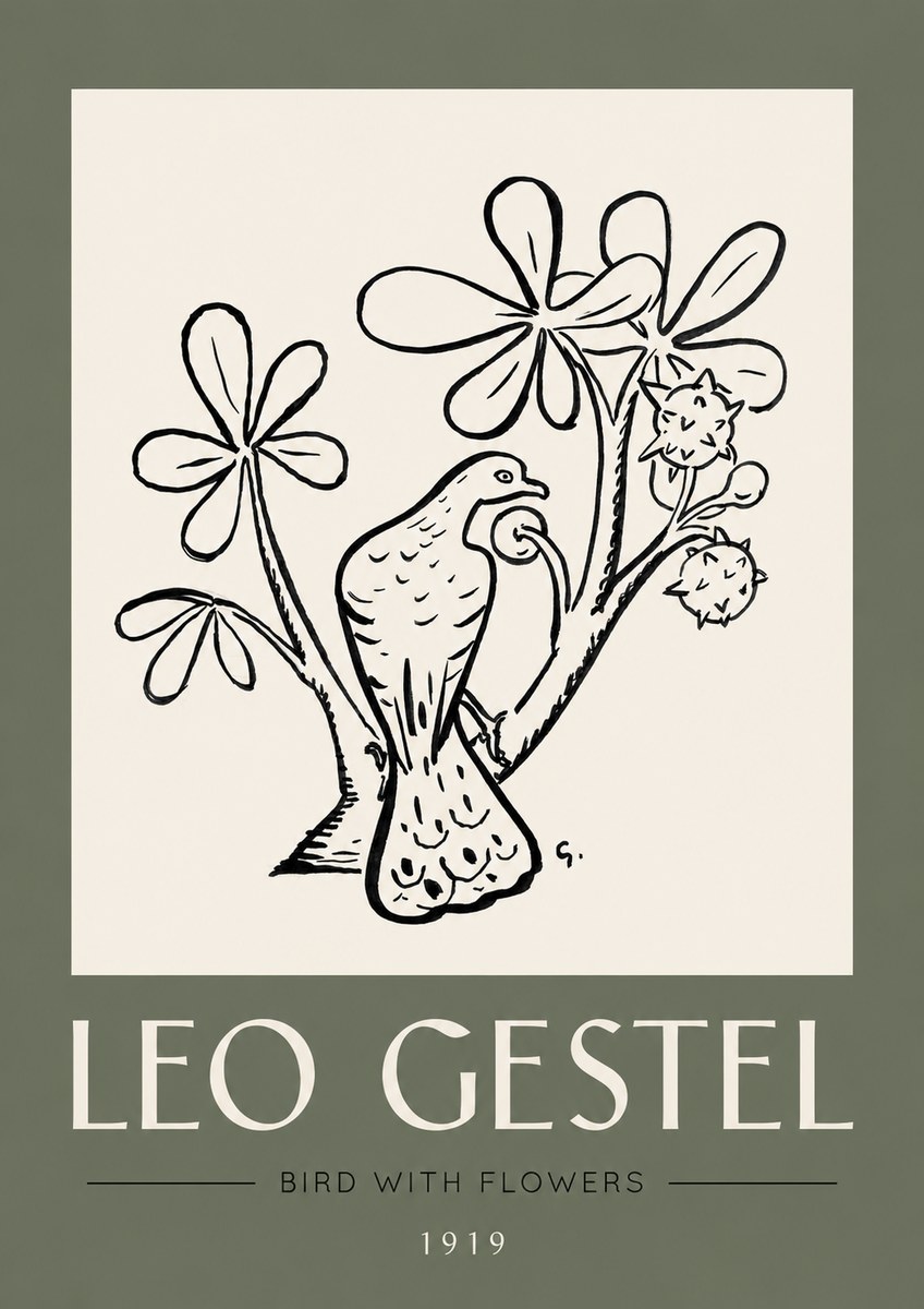 Leo Gestel Bird with Flowers No3 - Poster