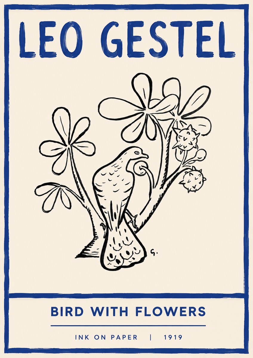 Leo Gestel Bird with Flowers No4 - Poster