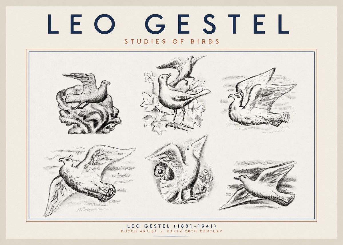 Leo Gestel Studies of Birds No2 - Poster