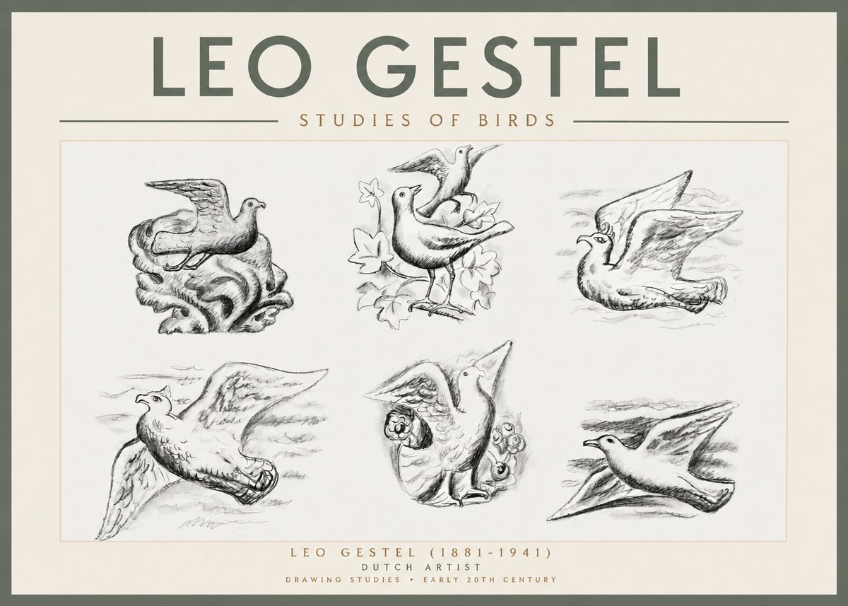 Leo Gestel Studies of Birds No3 - Poster