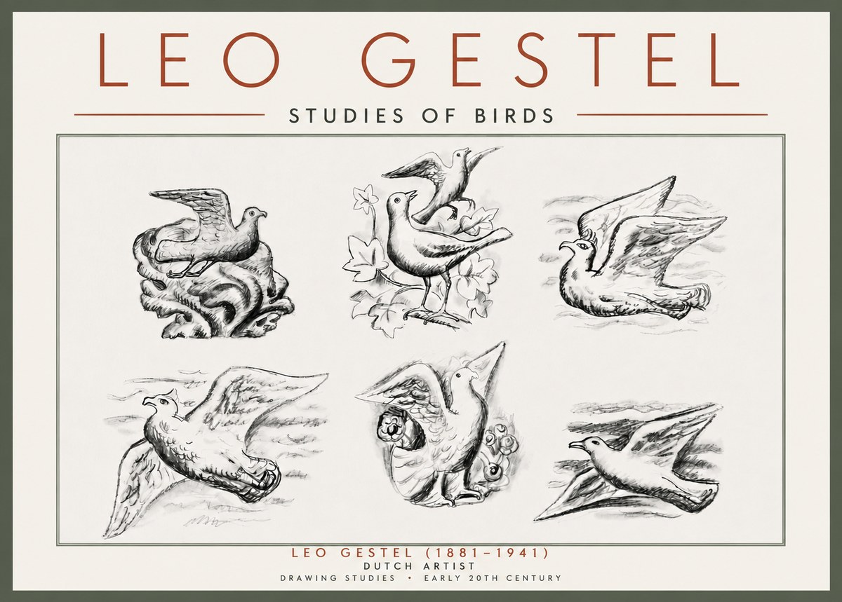 Leo Gestel Studies of Birds No5 - Poster