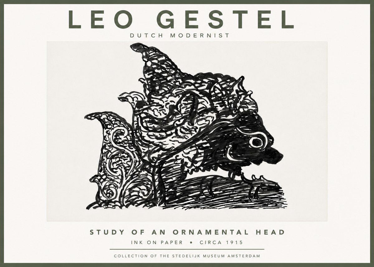 Leo Gestel Study of an Ornamental Head No5 - Poster