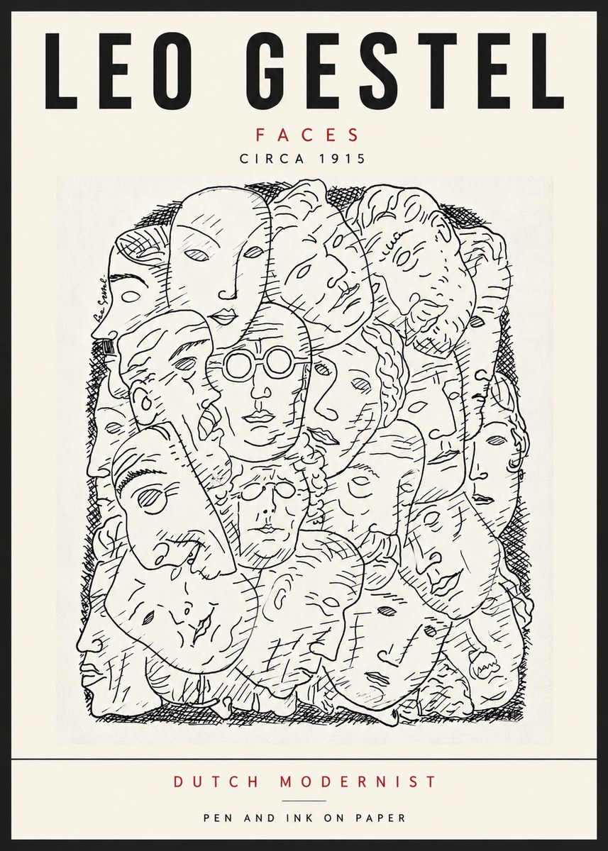 Leo Gestel Heads Ink Drawing No6 - Poster