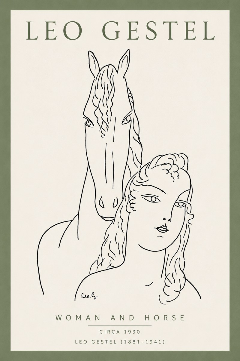Leo Gestel Woman and Horse No4 - Poster
