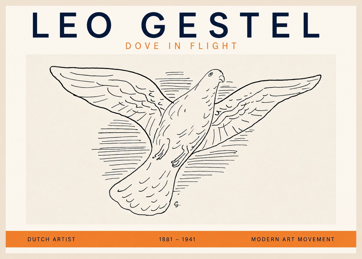 Leo Gestel Dove in Flight No2 - Poster