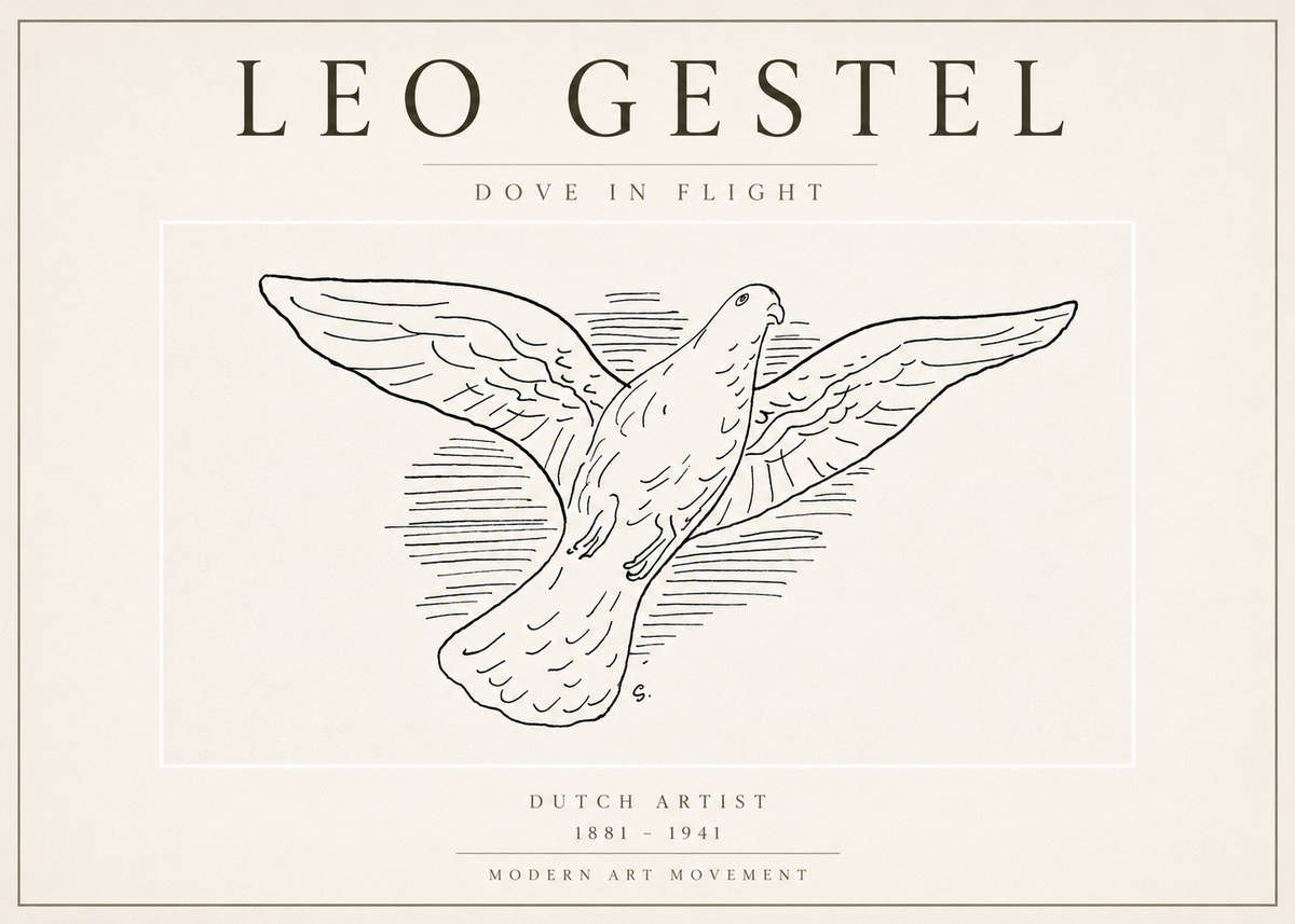 Leo Gestel Dove in Flight No3 - Poster