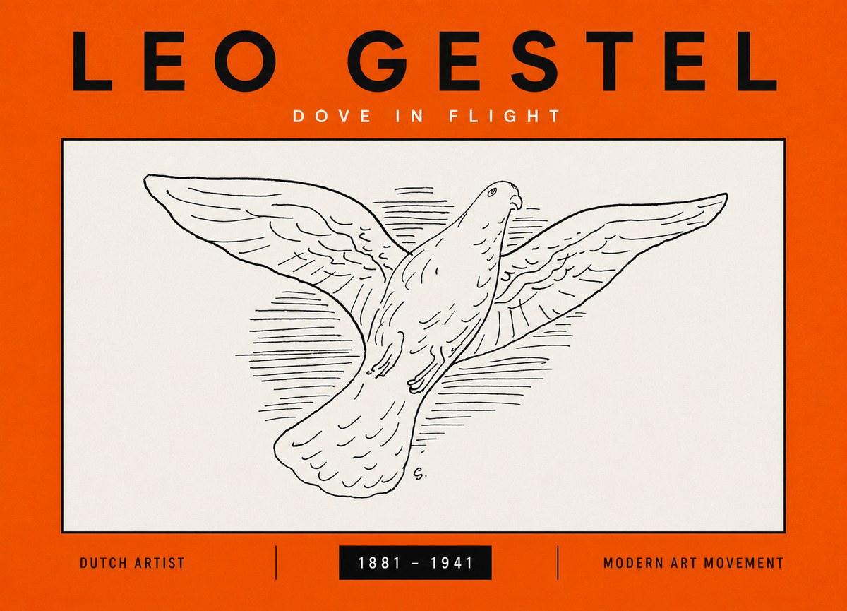 Leo Gestel Dove in Flight No5 - Poster
