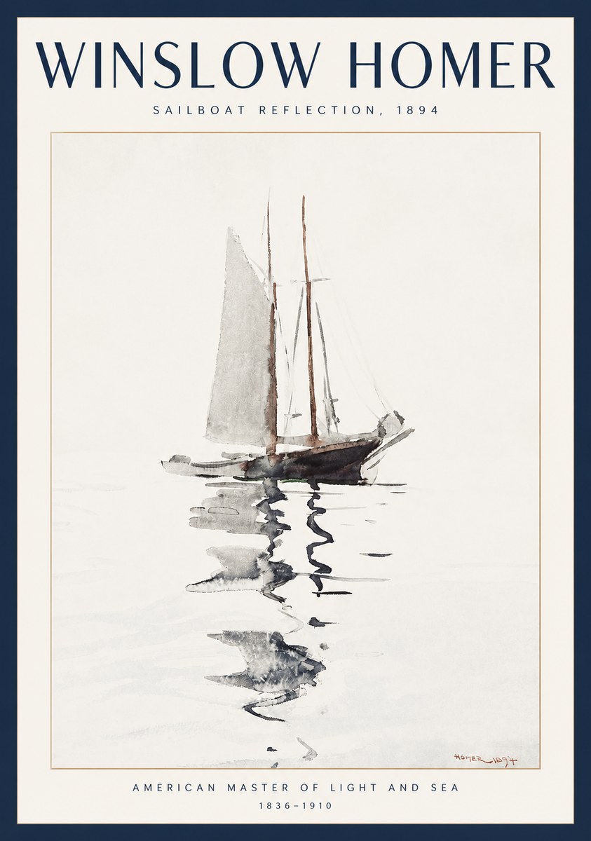 Winslow Homer Sailboat Reflection, 1894 No2 - Poster