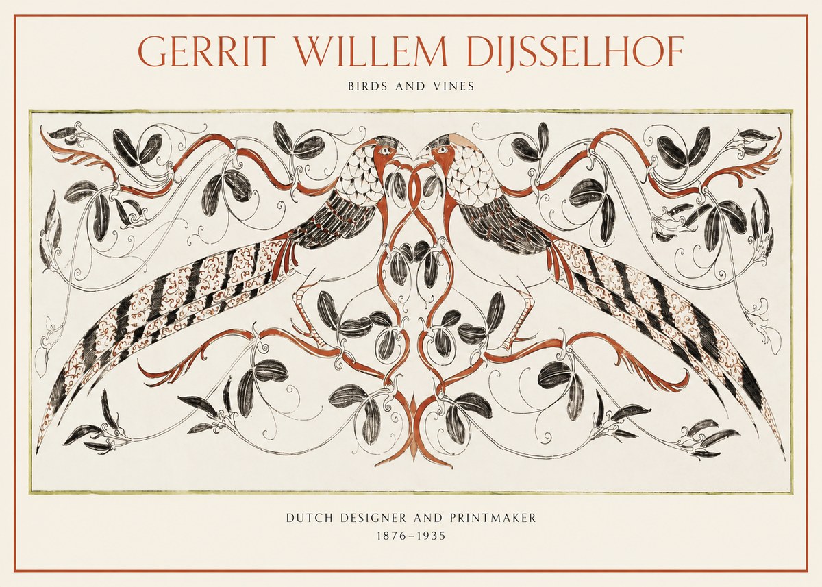 Gerrit Willem Dijsselhof Ornamental Design with Birds and Foliage No2 - Poster