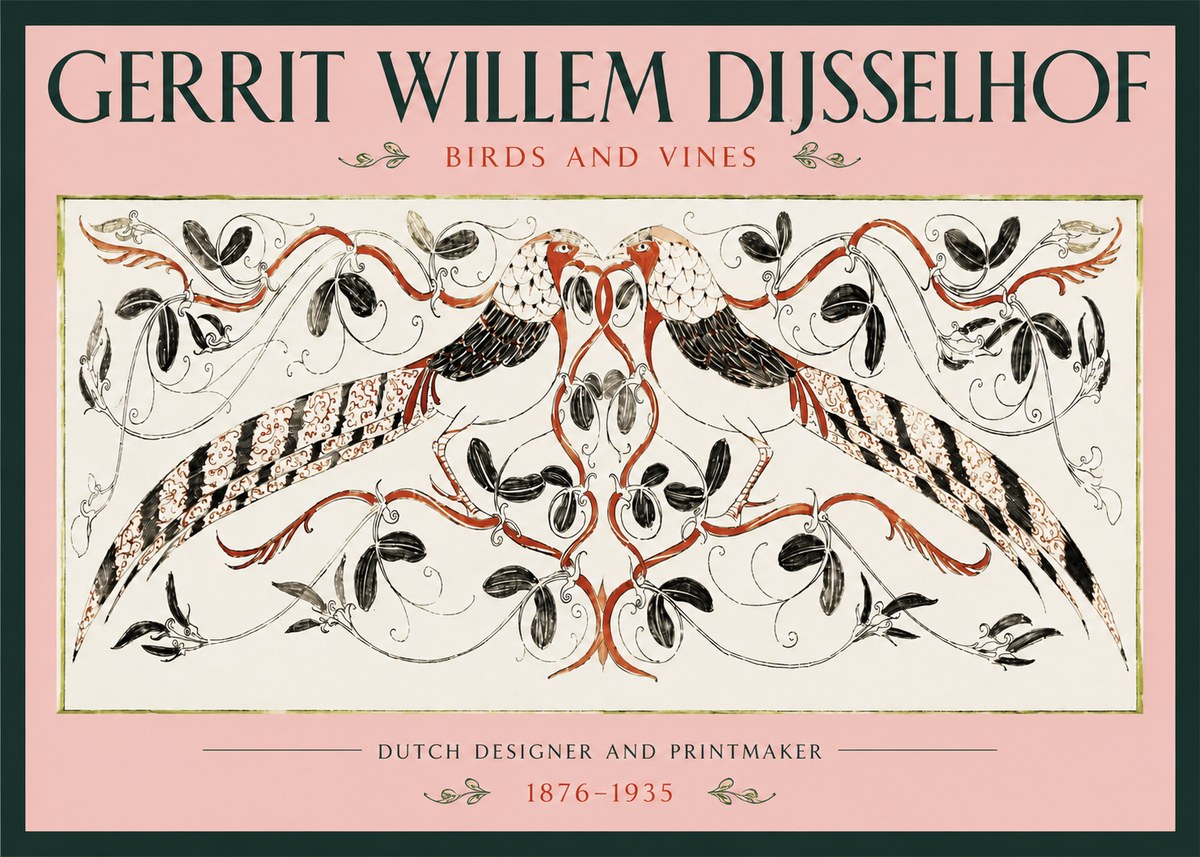 Gerrit Willem Dijsselhof Ornamental Design with Birds and Foliage No3 - Poster