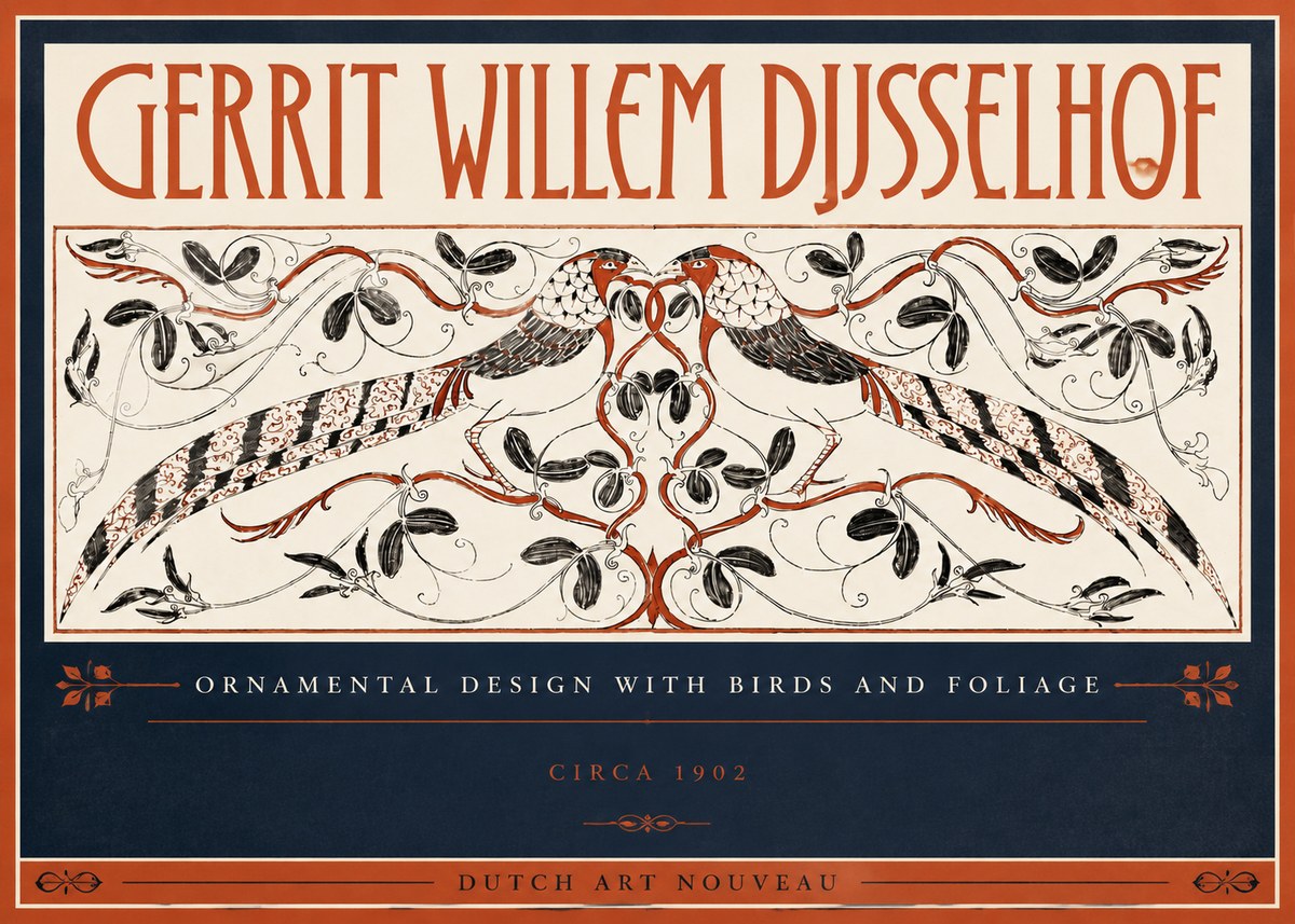 Gerrit Willem Dijsselhof Ornamental Design with Birds and Foliage No5 - Poster