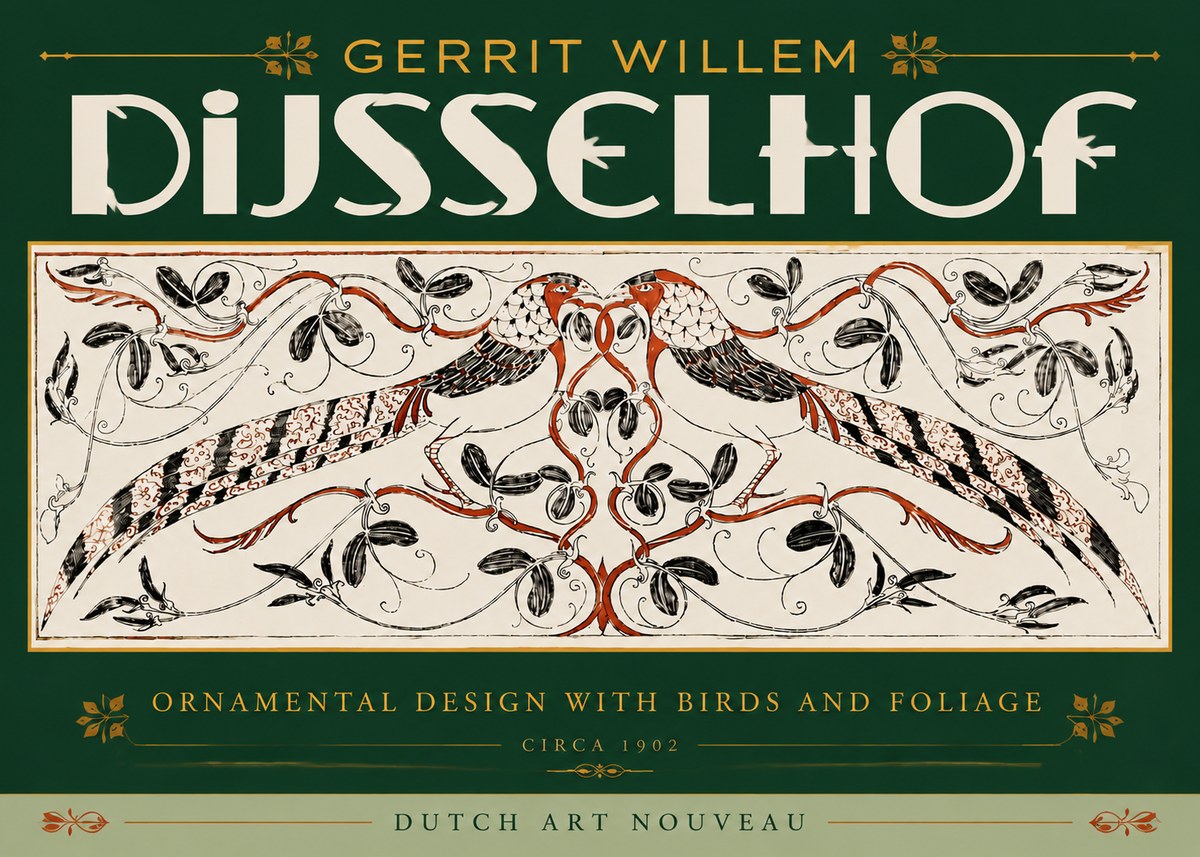 Gerrit Willem Dijsselhof Ornamental Design with Birds and Foliage No6 - Poster