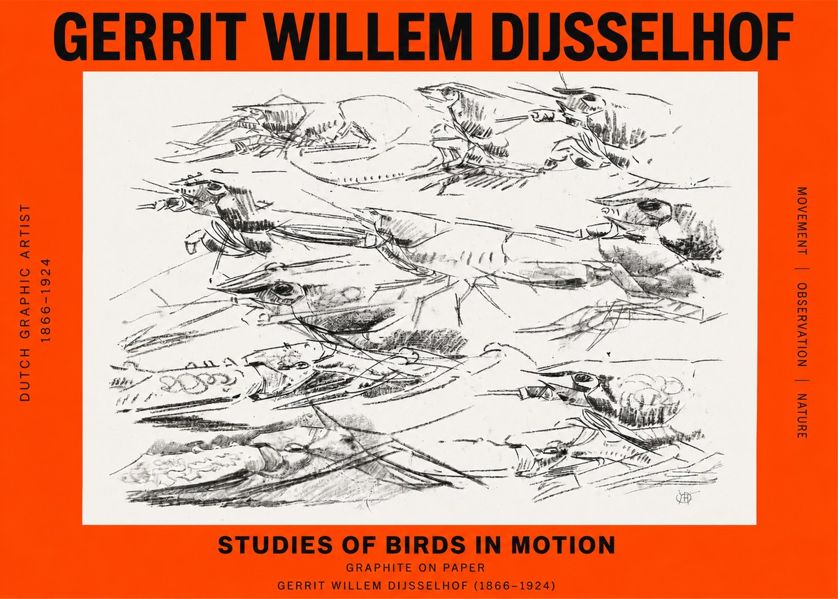 Gerrit Willem Dijsselhof Studies of Birds in Motion No2 - Poster
