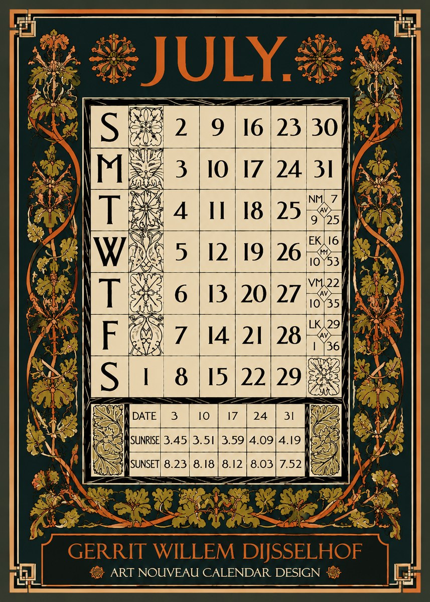 Gerrit Willem Dijsselhof July. No5 - Poster