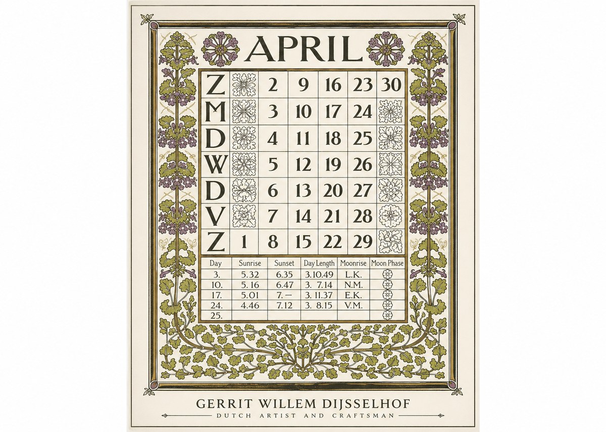 Gerrit Willem Dijsselhof April No1 - Poster