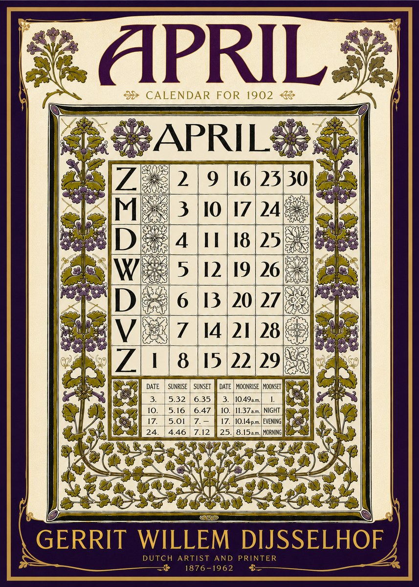 Gerrit Willem Dijsselhof April No6 - Poster