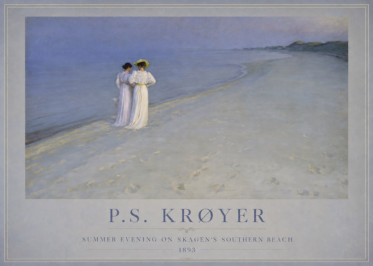 P.S. Krøyer Summer Evening on Skagen's Southern Beach No1 - Poster