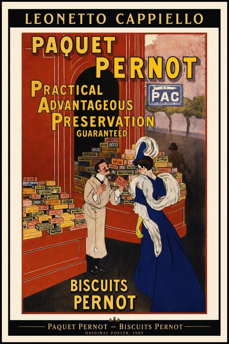 Leonetto Cappiello Paquet Pernot – Biscuits Pernot No2 - Poster
