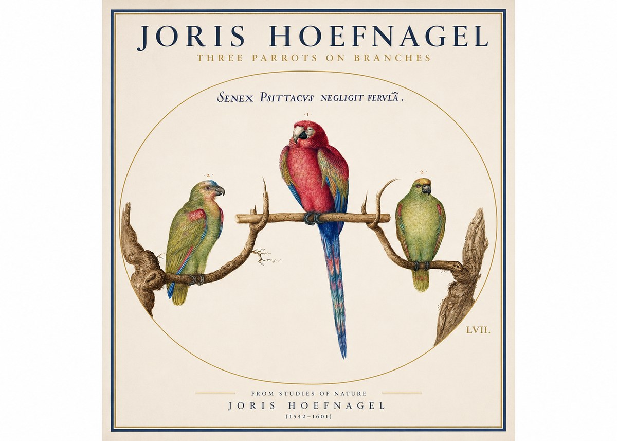Joris Hoefnagel Three Parrots No3 - Poster