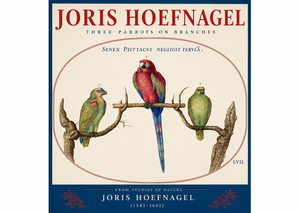 Joris Hoefnagel Three Parrots No4 - Poster