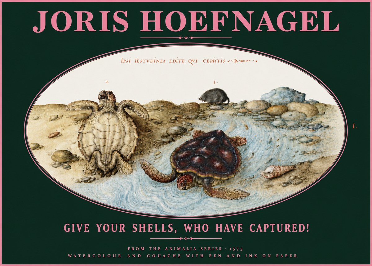 Joris Hoefnagel Two Turtles in a Stream No3 - Poster