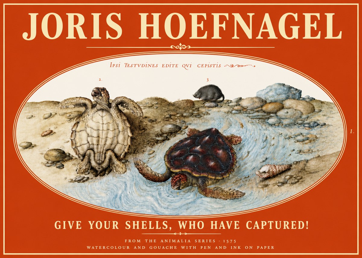 Joris Hoefnagel Two Turtles in a Stream No6 - Poster
