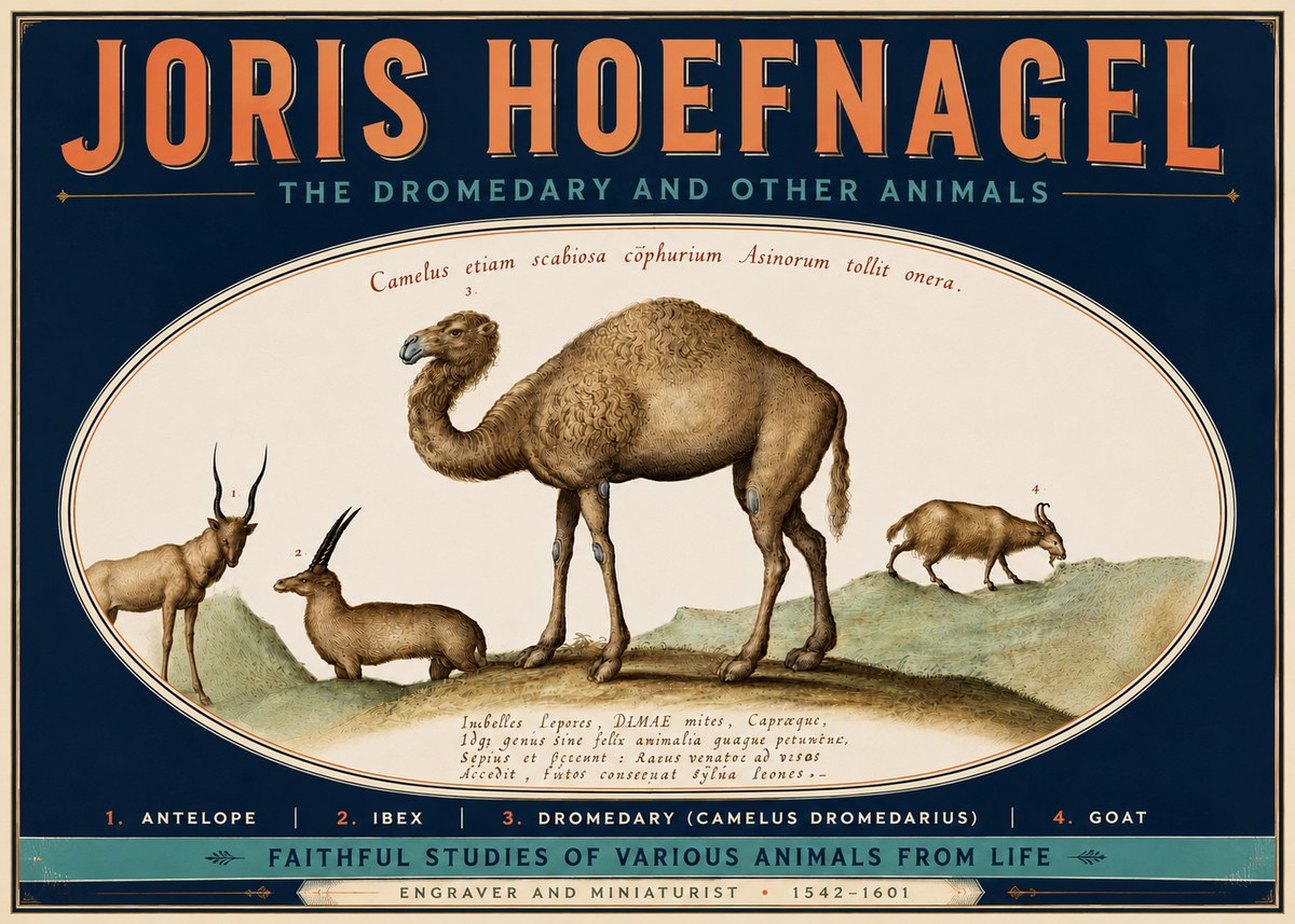 Joris Hoefnagel The Dromedary and Other Animals from Studies of Nature No6 - Poster