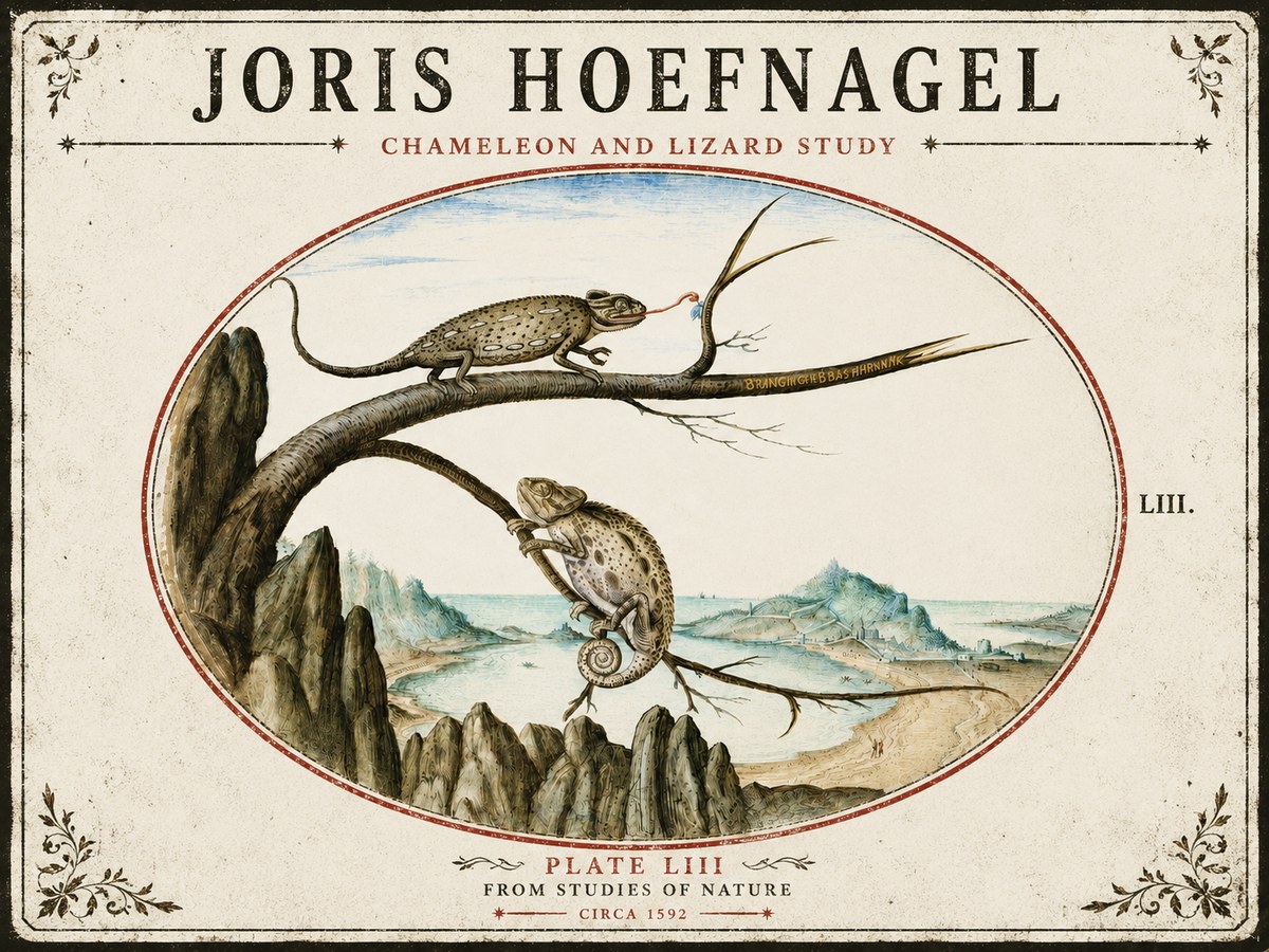 Joris Hoefnagel Chameleon and Lizard No5 - Poster