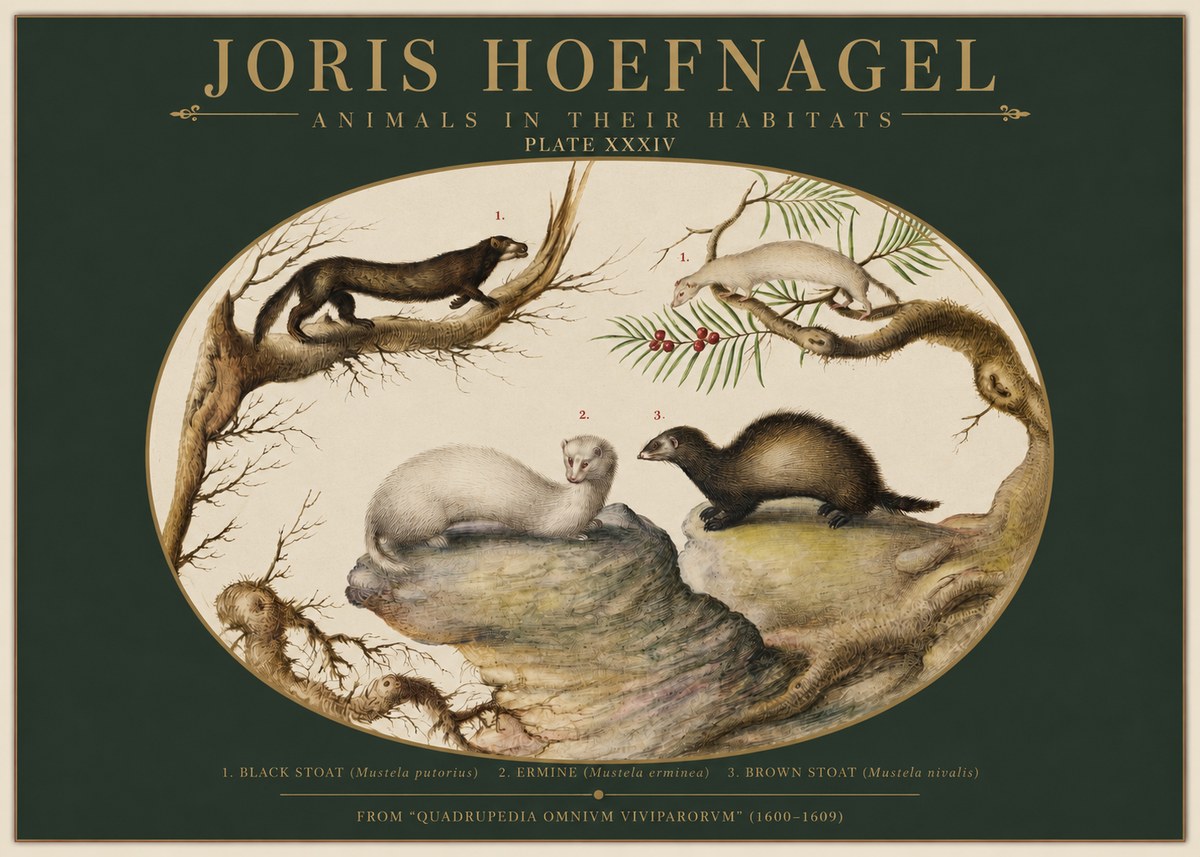Joris Hoefnagel Animals in Their Habitats Plate Xxxiv No2 - Poster