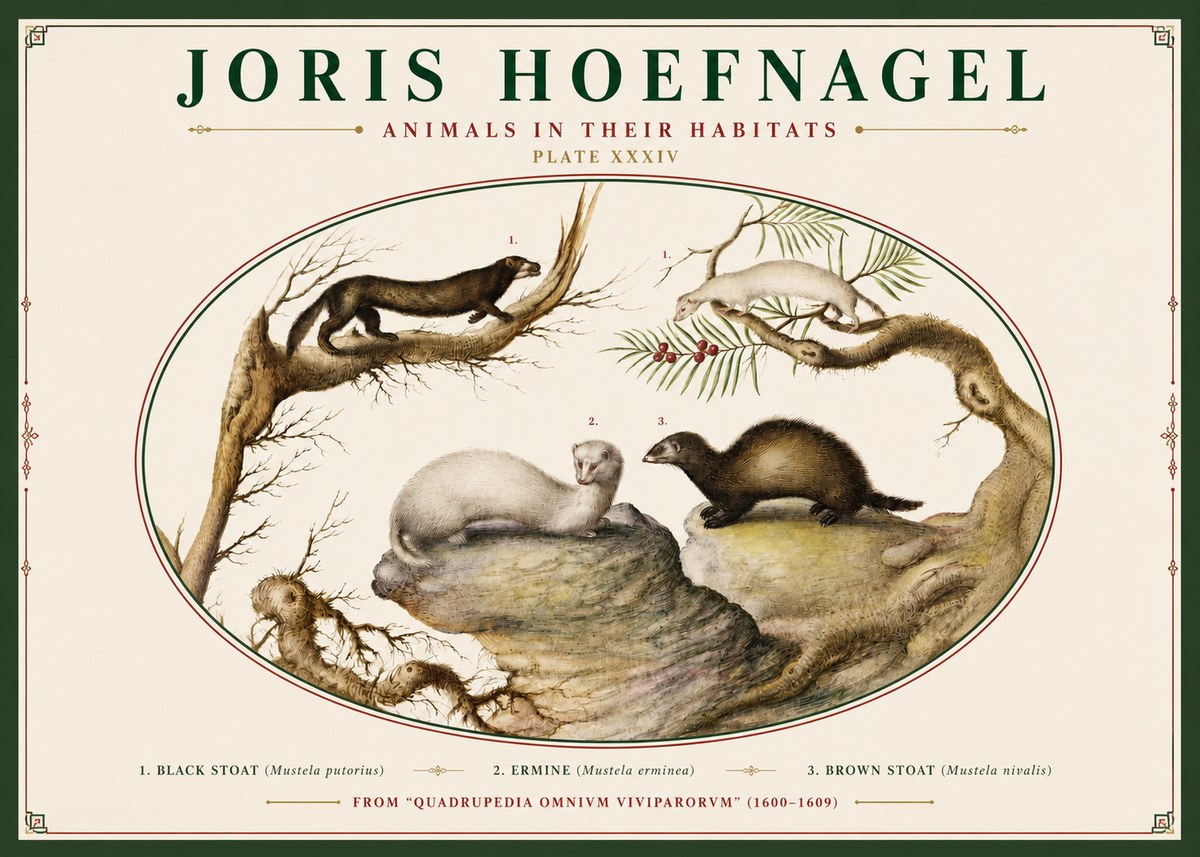Joris Hoefnagel Animals in Their Habitats Plate Xxxiv No3 - Poster