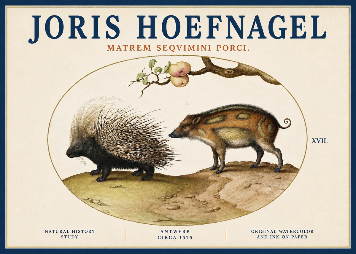 Joris Hoefnagel Matrem Seqvimini Porci. No3 - Poster