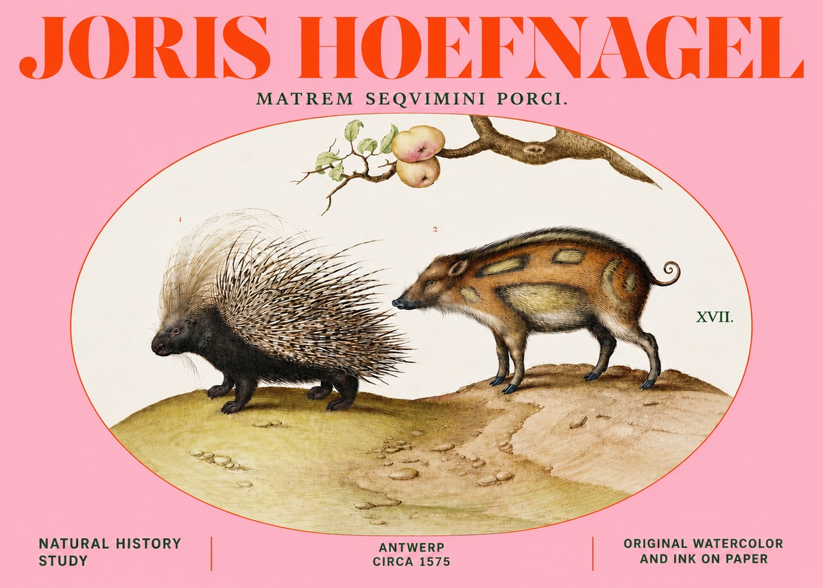 Joris Hoefnagel Matrem Seqvimini Porci. No4 - Poster