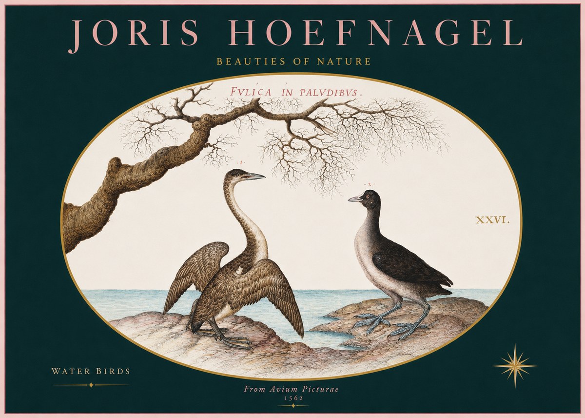 Joris Hoefnagel Cormorant and Coot No3 - Poster