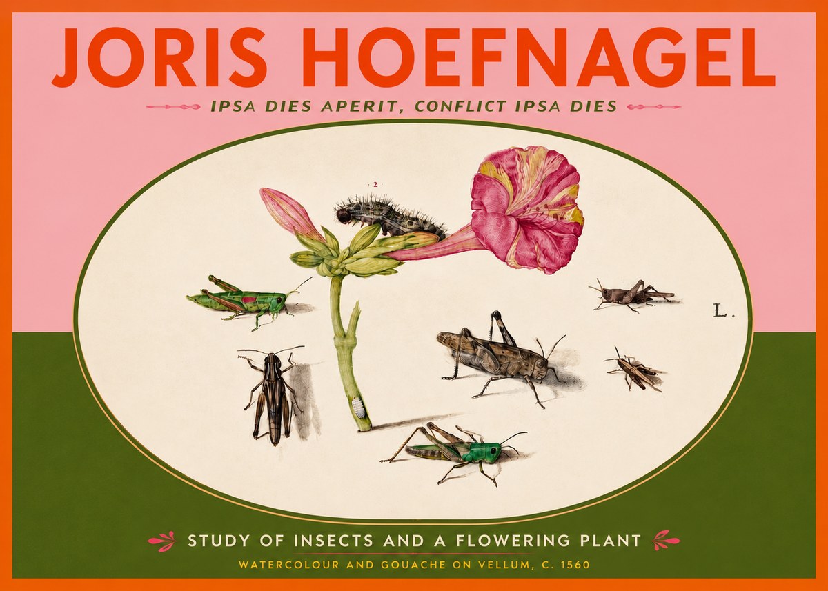 Joris Hoefnagel Study of Insects and a Flowering Plant No4 - Poster