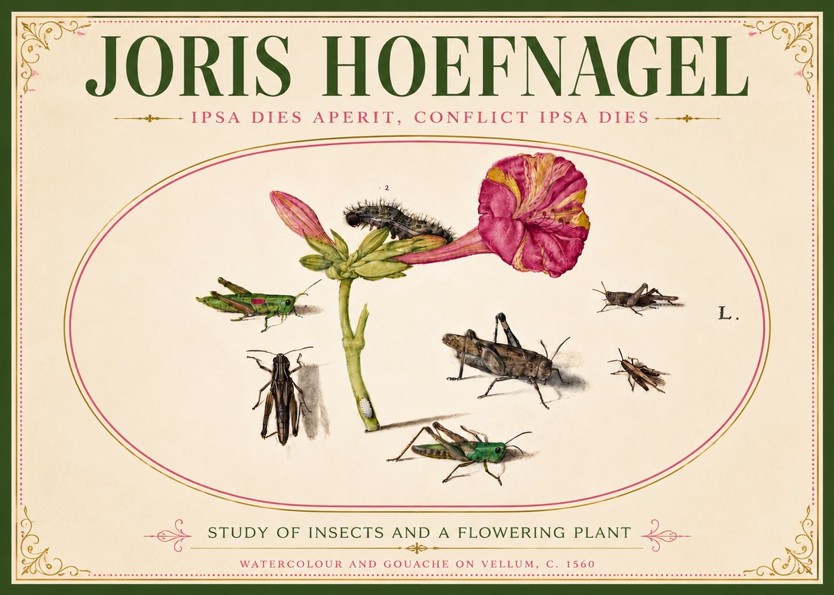 Joris Hoefnagel Study of Insects and a Flowering Plant No6 - Poster