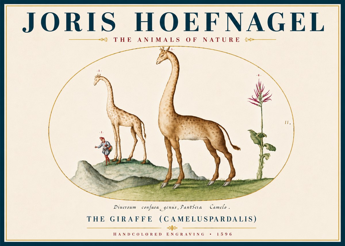 Joris Hoefnagel The Giraffe (Cameluspardalis) No5 - Poster