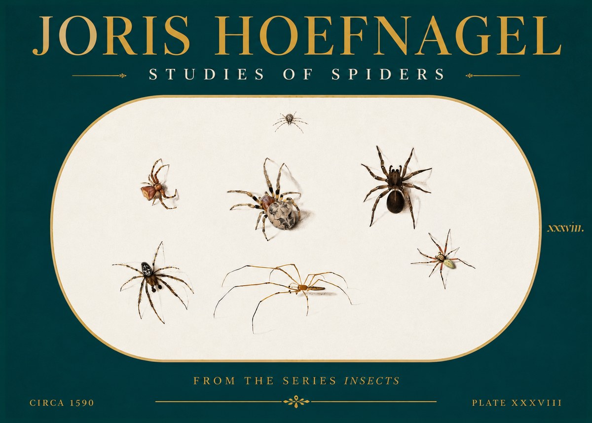 Joris Hoefnagel Studies of Spiders I No5 - Poster