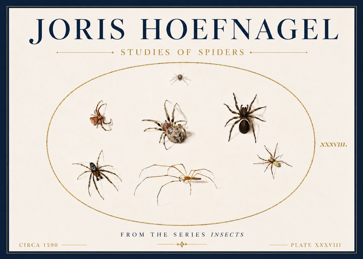 Joris Hoefnagel Studies of Spiders I No6 - Poster